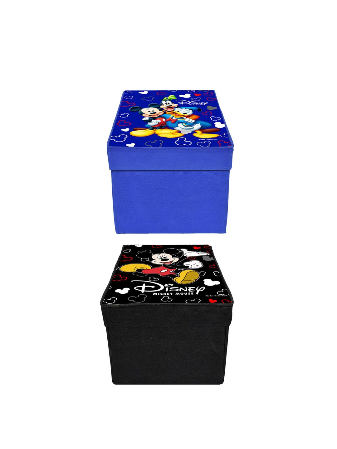 Kuber Industries Set Of 2 Disney Printed Foldable Saree Cover Storage Boxes With Lids Price in India