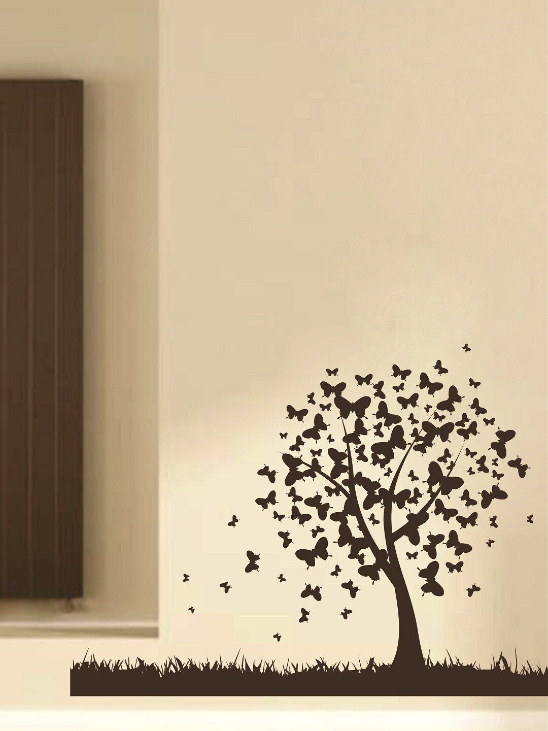 WALLSTICK Brown Butterflies On Tree Large Vinyl Wall Sticker Price in India