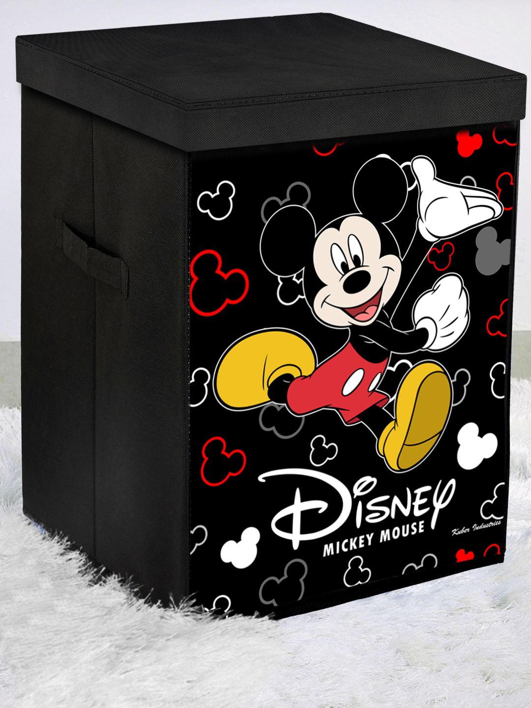 Kuber Industries Black & Red Mickey Mouse Print Laundry Basket cum Storage with Lid Price in India
