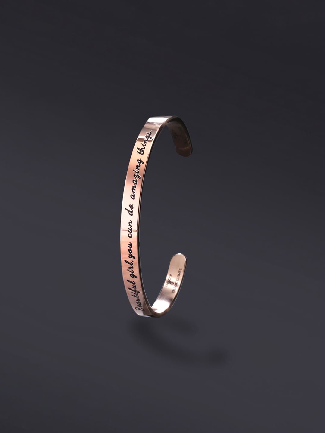 Yellow Chimes Rose Gold-Plated Stainless Steel Bangle-Style Bracelet Price in India