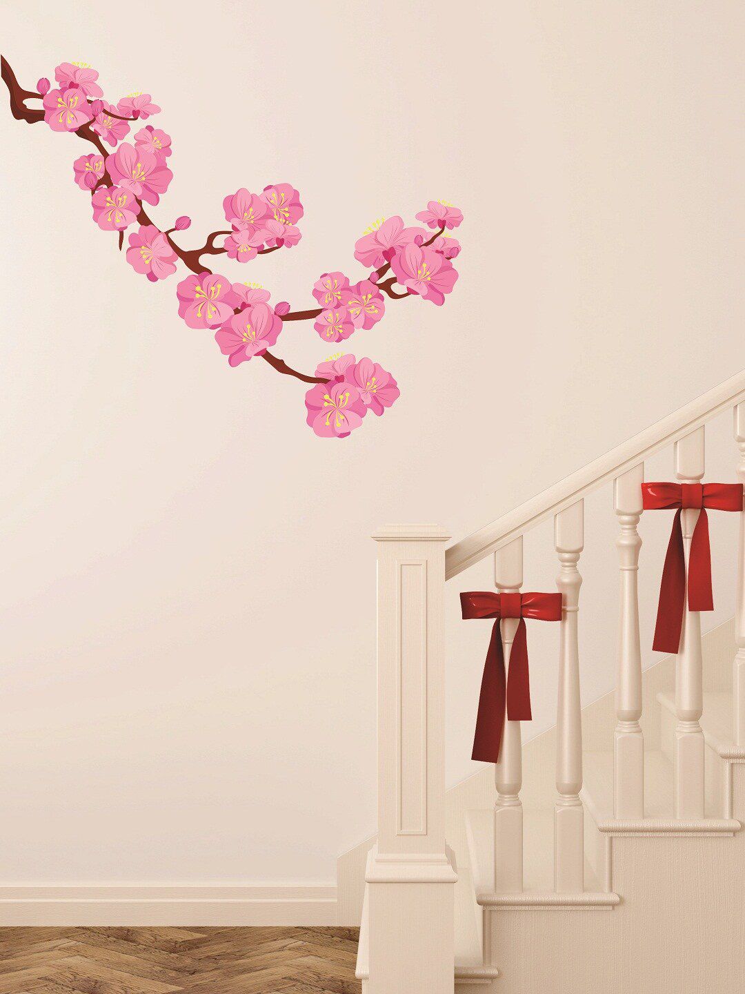WALLSTICK Pink Floral Large Vinyl Wall Sticker Price in India