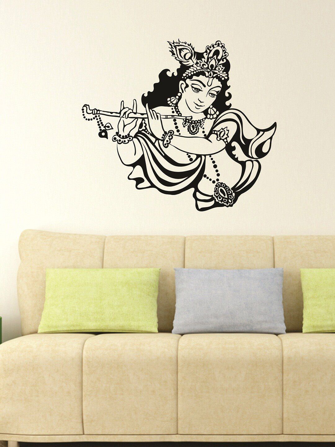 WALLSTICK Black Lord Krishna Large Vinyl Wall Sticker Price in India