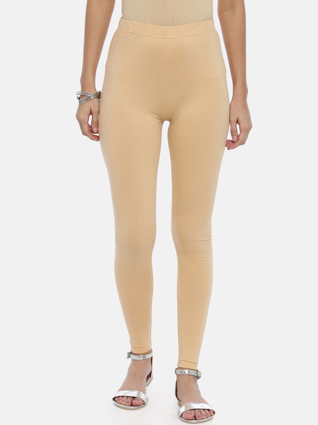 Souchii Women Beige Solid Slim-Fit Ankle-Length Leggings Price in India