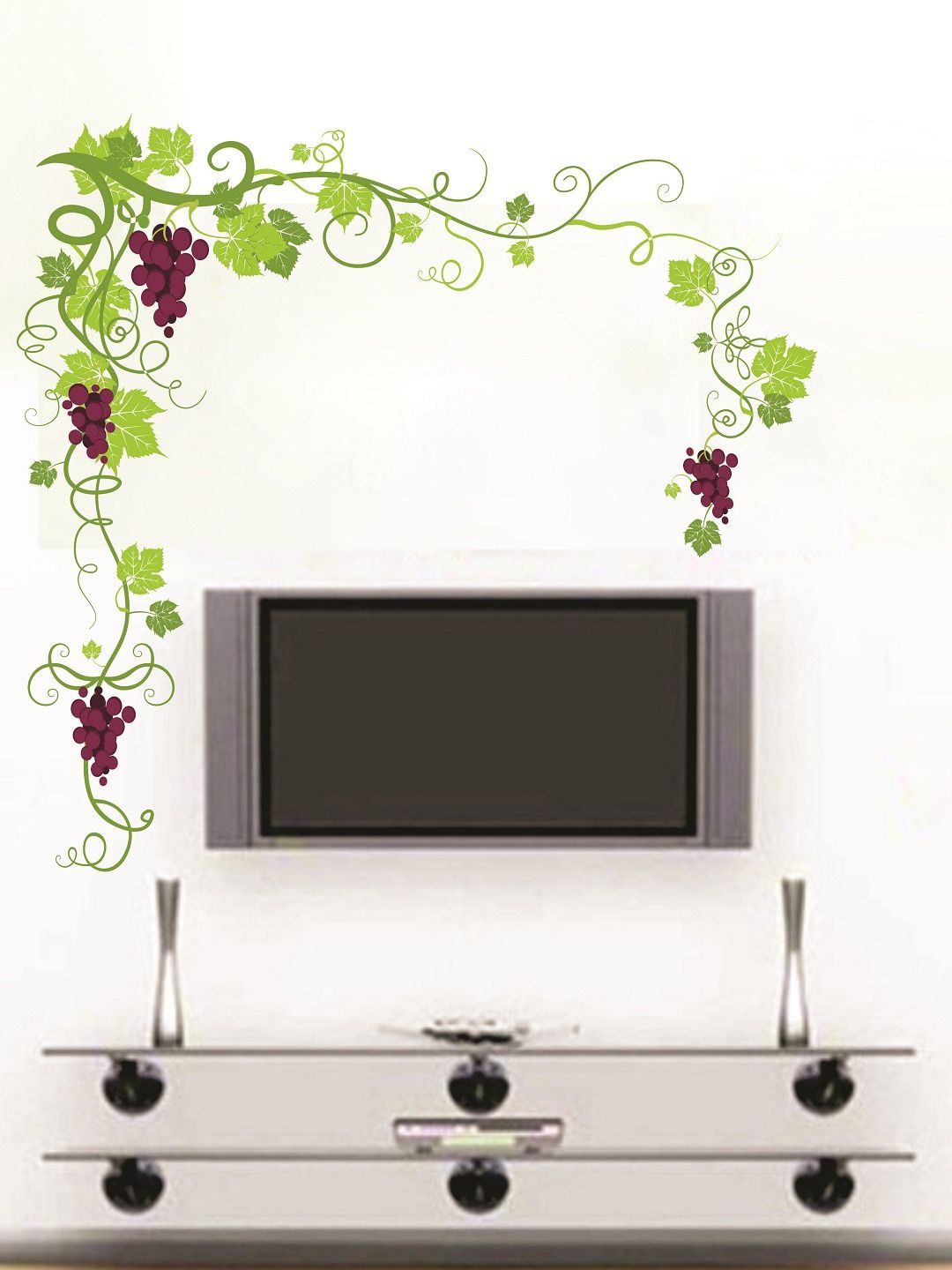 WALLSTICK Green & Burgundy Leave Creepers Large Vinyl Wall Sticker Price in India