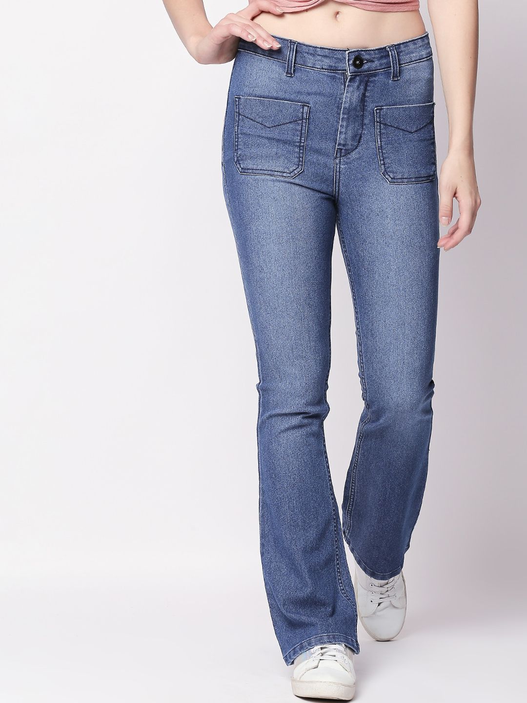 High Star Women Blue Bootcut High-Rise Clean Look Stretchable Jeans Price in India