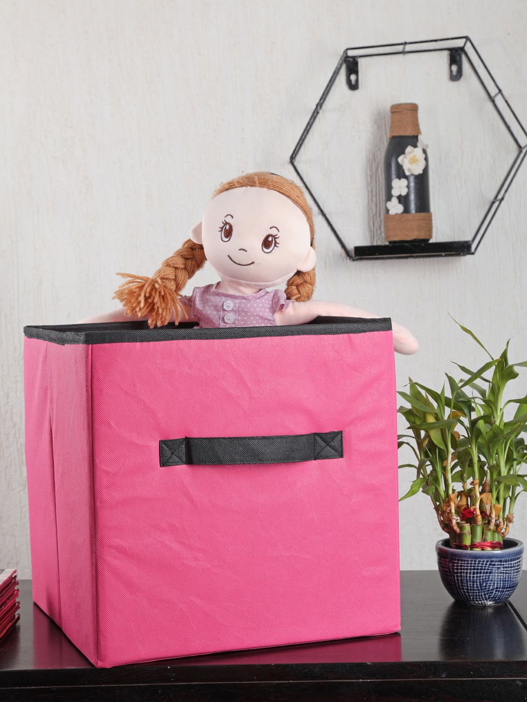 My Gift Booth Set Of 2 Pink Solid Collapsible Storage Cubes Price in India