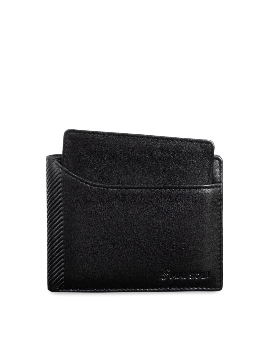 MAI SOLI Men Black Solid Two Fold Wallet