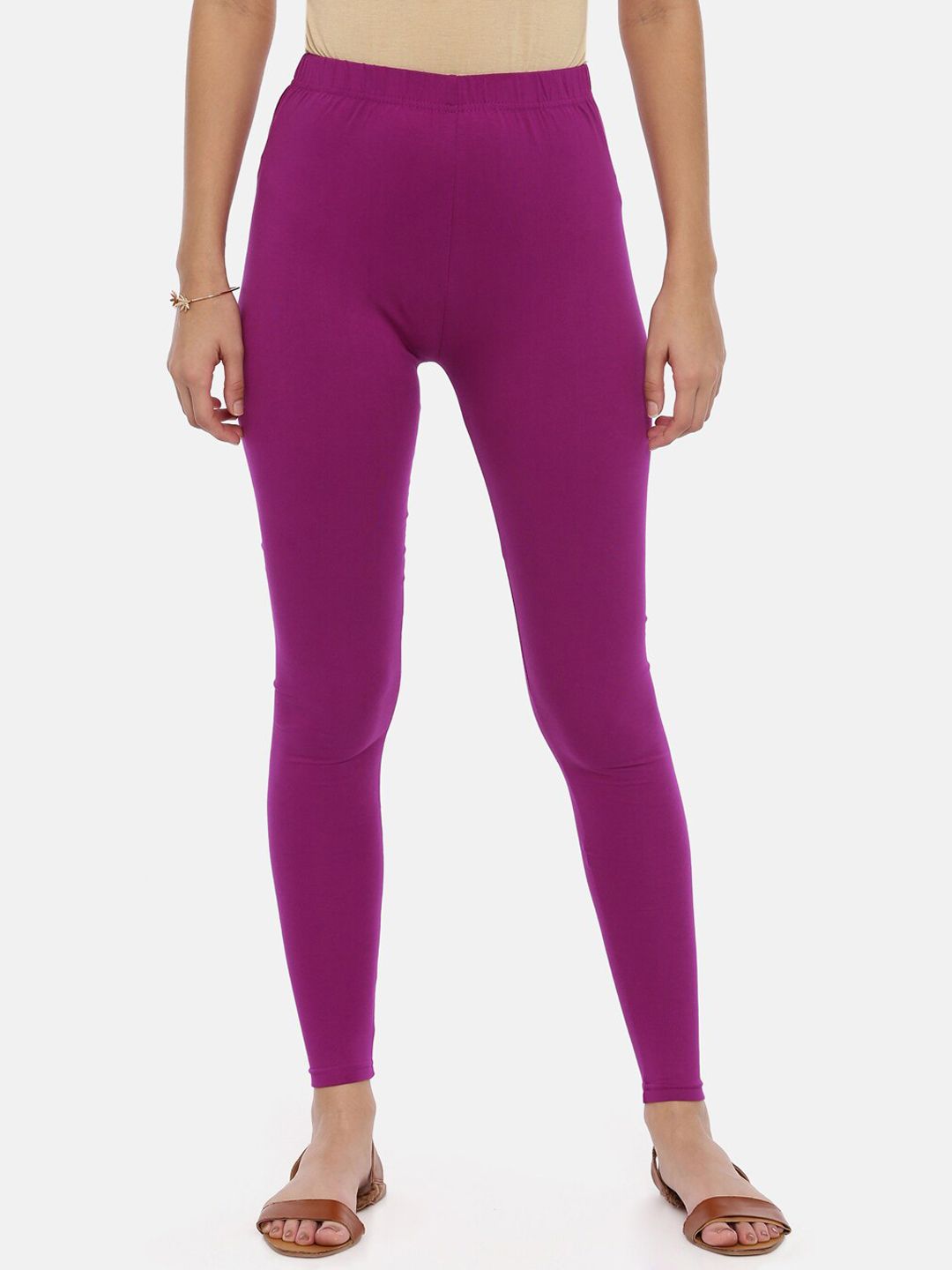 Souchii Women Purple Solid Slim-Fit Ankle-Length Leggings Price in India