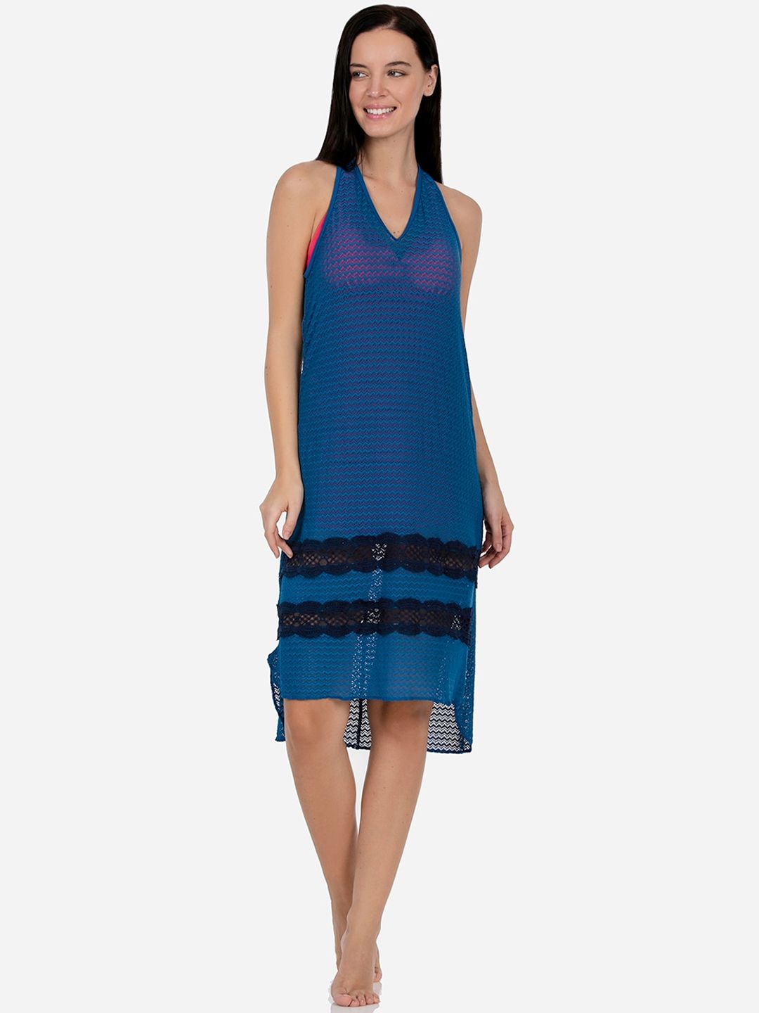 Amante Women Blue Self-Design Cover-Up Dress Price in India