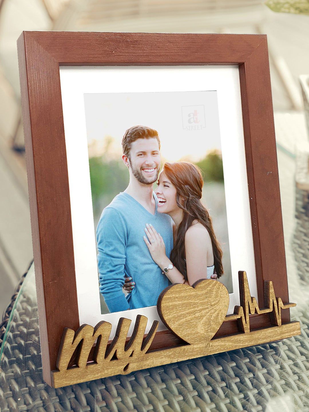 Art Street Brown Solid My Love Individual Customize Table Photo Frame Price in India