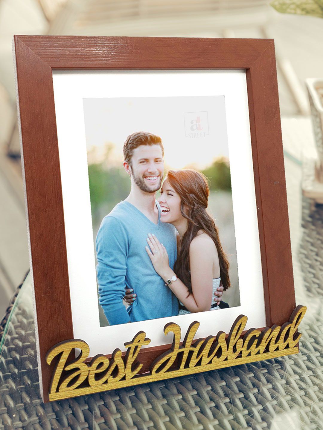 Art Street Unisex Brown Best Husband Individual Customize Table-Top Photo Frame Price in India