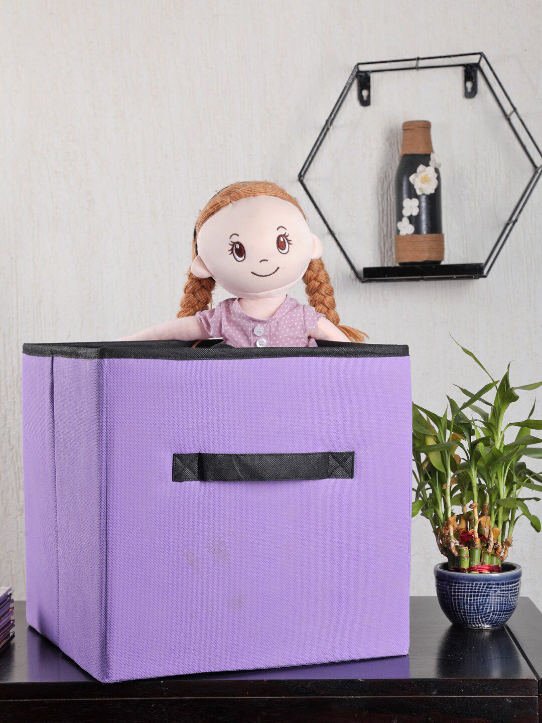 My Gift Booth Mauve Solid Collapsible Storage Cube Price in India