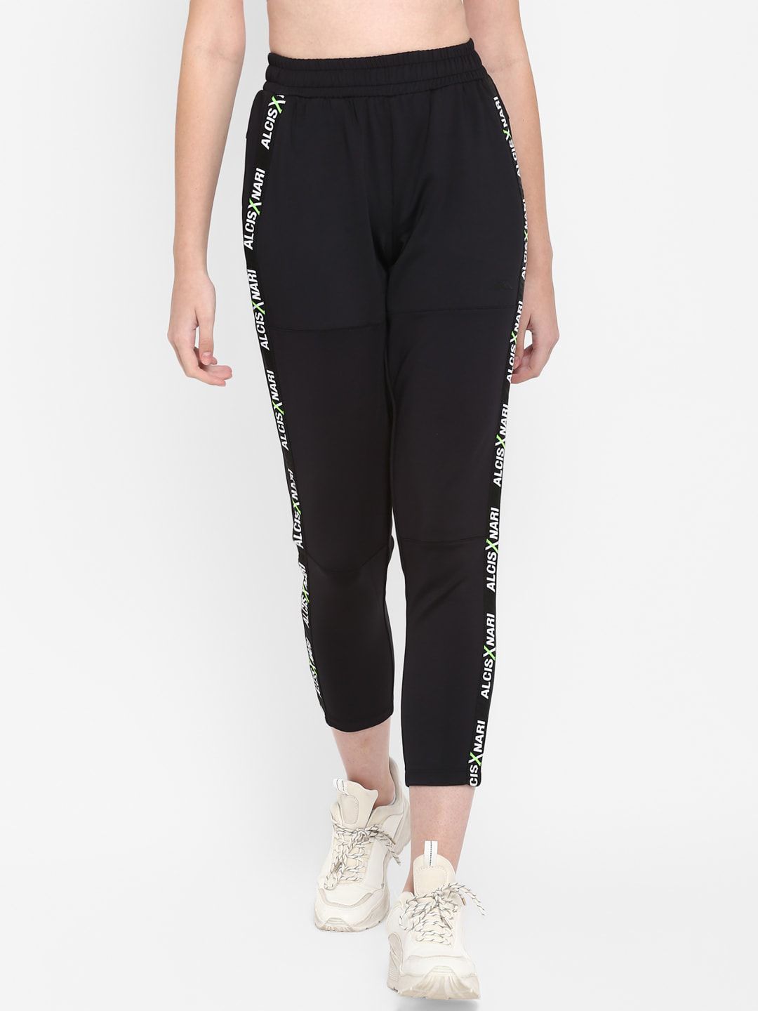 Alcis Women Black Solid Straight-Fit Track Pants Price in India