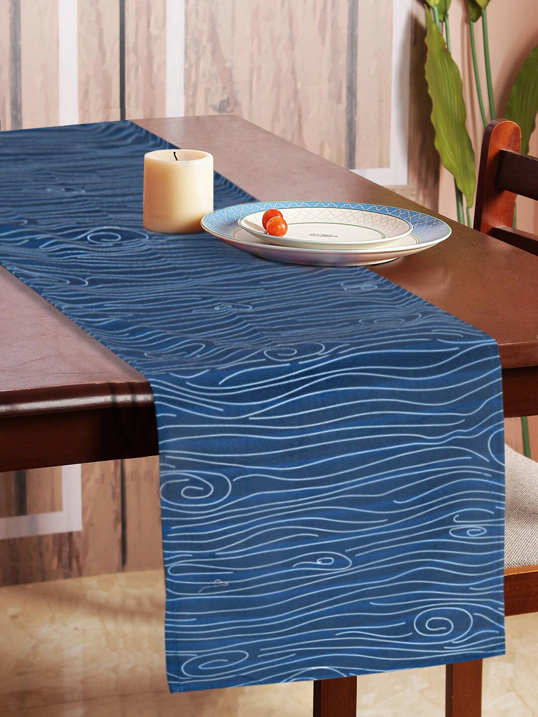 HOUZZCODE Blue Abstract Table Runner Price in India