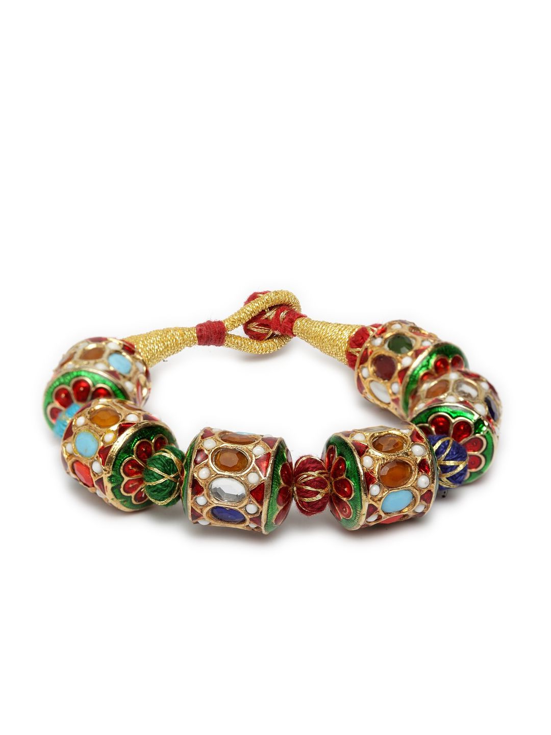 DUGRISTYLE Multicoloured Gold-Plated Wraparound Bracelet Price in India