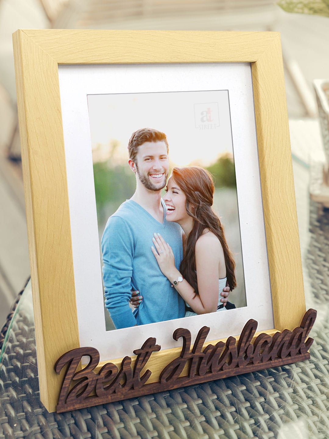 Art Street Beige & Brown Best Husband Individual Customize Table-Top Photo Frame Price in India