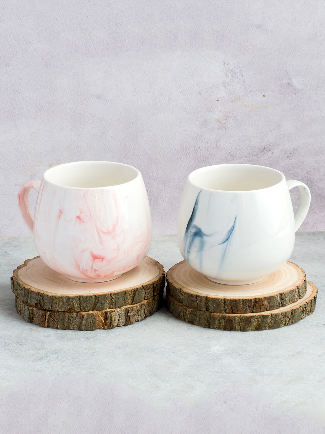 Art Street Set Of 2 White Printed Ceramic Coffee Mugs Price in India