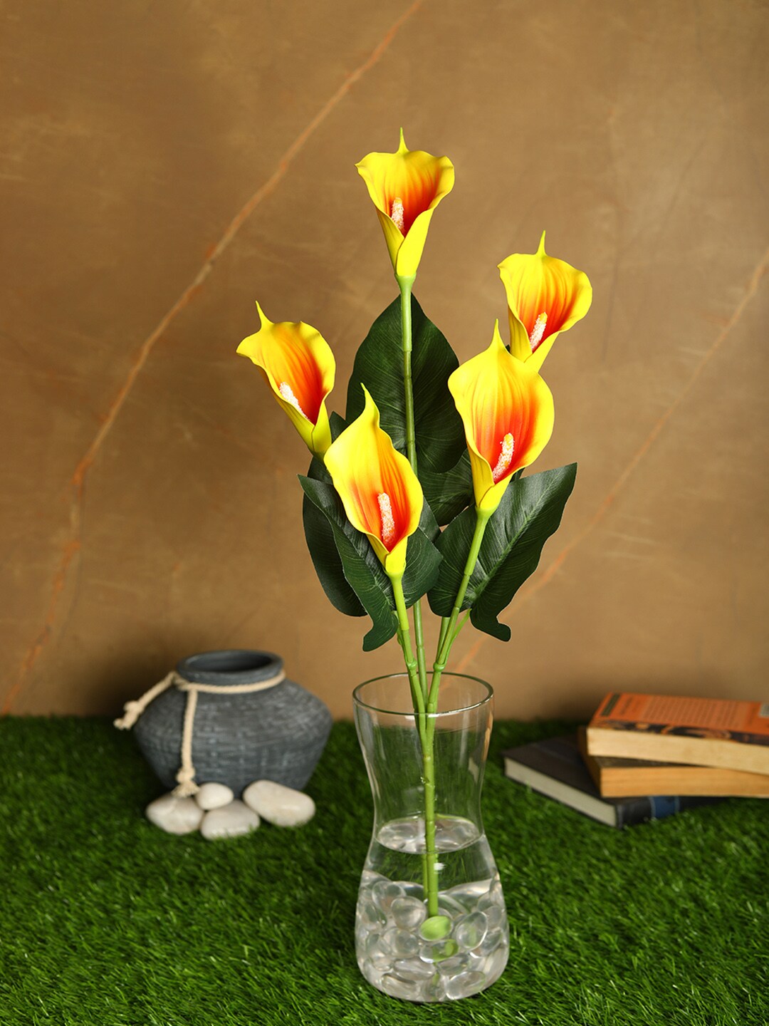 PolliNation Yellow & Red Real Touch Artificial Callalily Flower Price in India