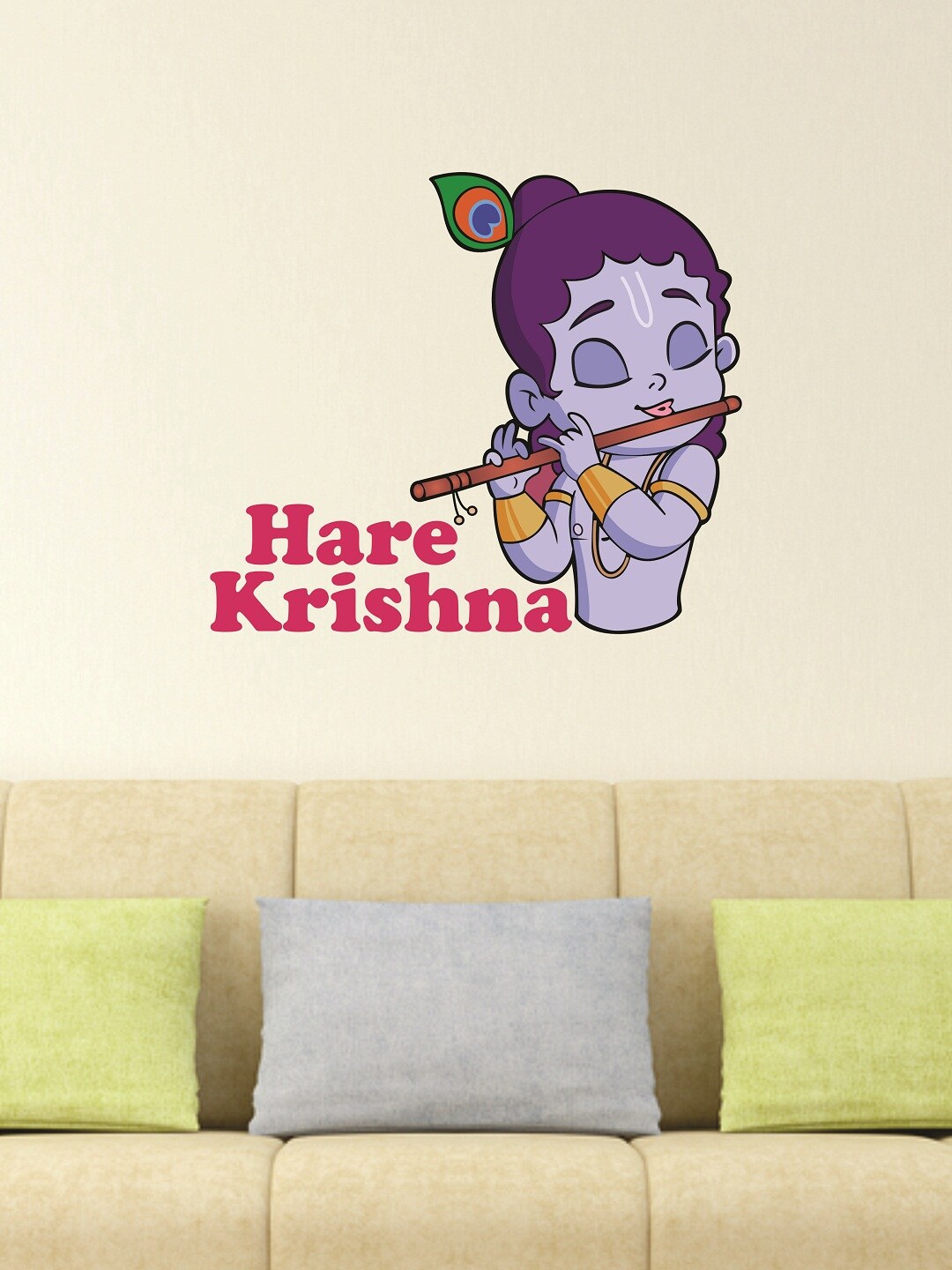 WALLSTICK Purple & Red Hare Krishna Large Vinyl Wall Sticker Price in India