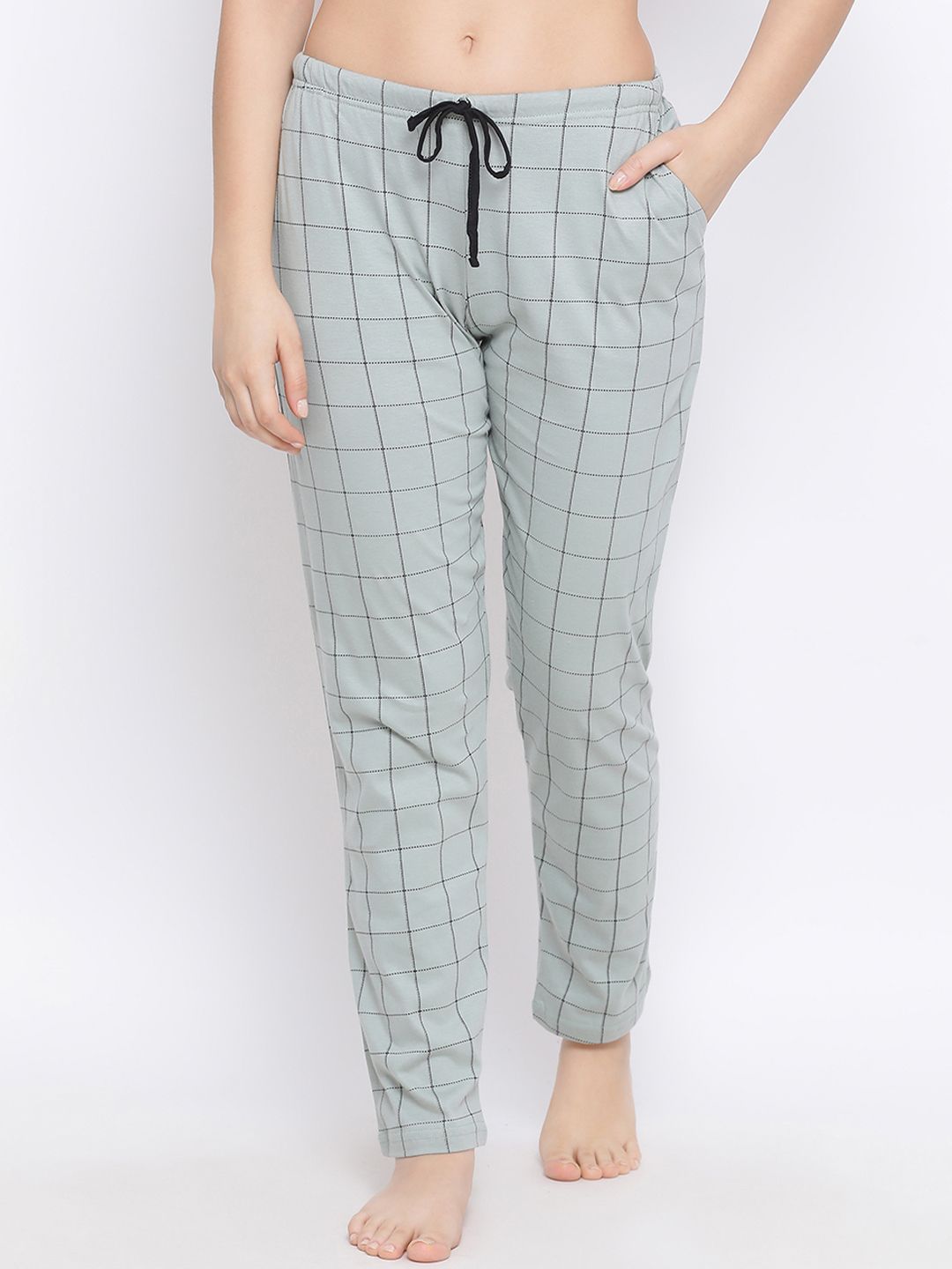 Kanvin Women Grey Checked Pyjamas Price in India