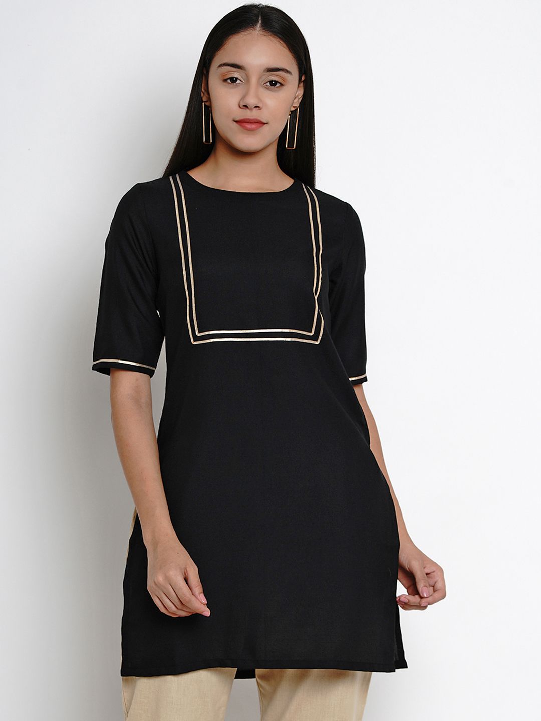 Bhama Couture Women Black Solid Tunic Price in India