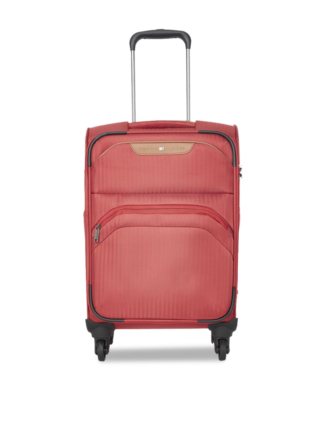 Tommy Hilfiger Unisex Red Solid Soft-Sided 360-Degree Rotation Cabin Trolley Suitcase Price in India