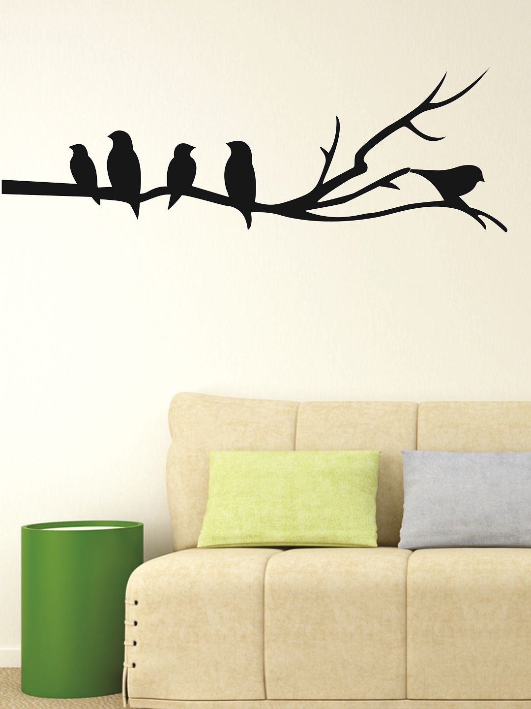 WALLSTICK Black Birds On Tree Large Vinyl Wall Sticker Price in India