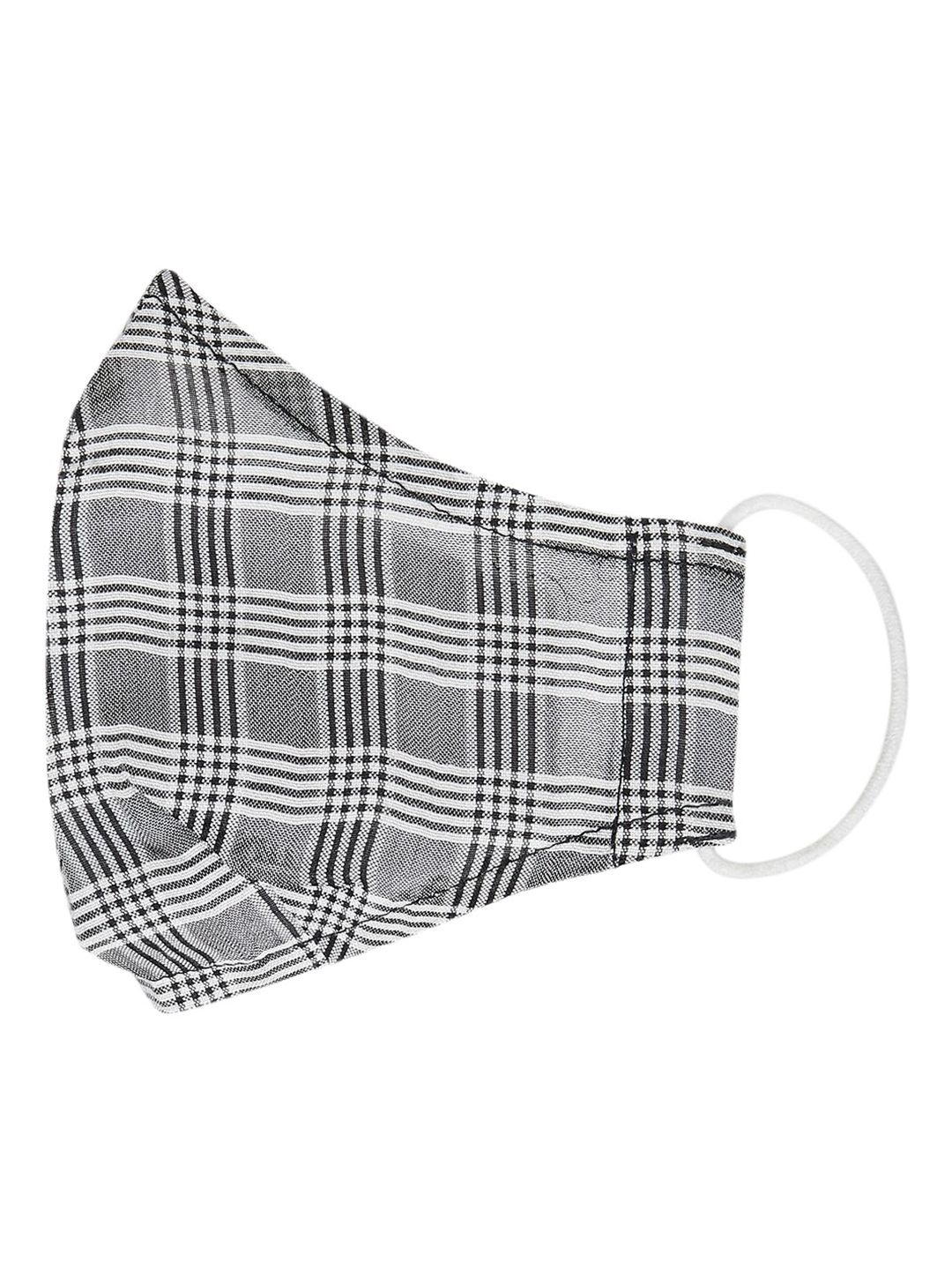 Imfashini Women Black & White Checked Reusable 2-Ply Protective Outdoor Mask Price in India