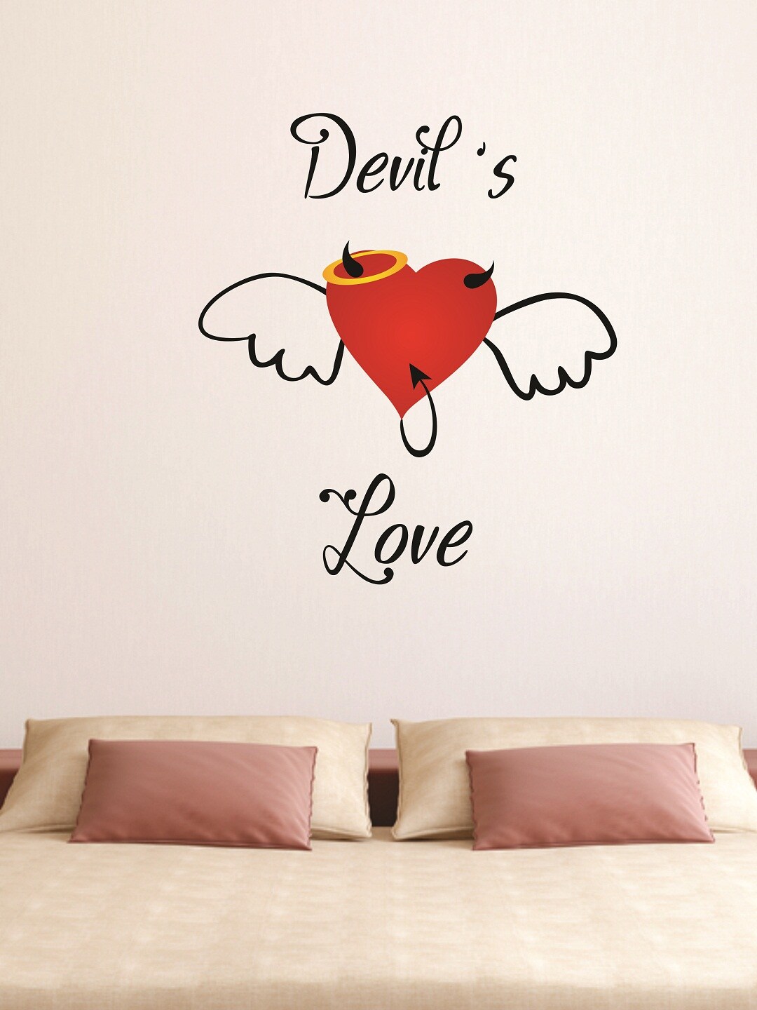 WALLSTICK Black & Red Devils Love Large Vinyl Wall Sticker Price in India