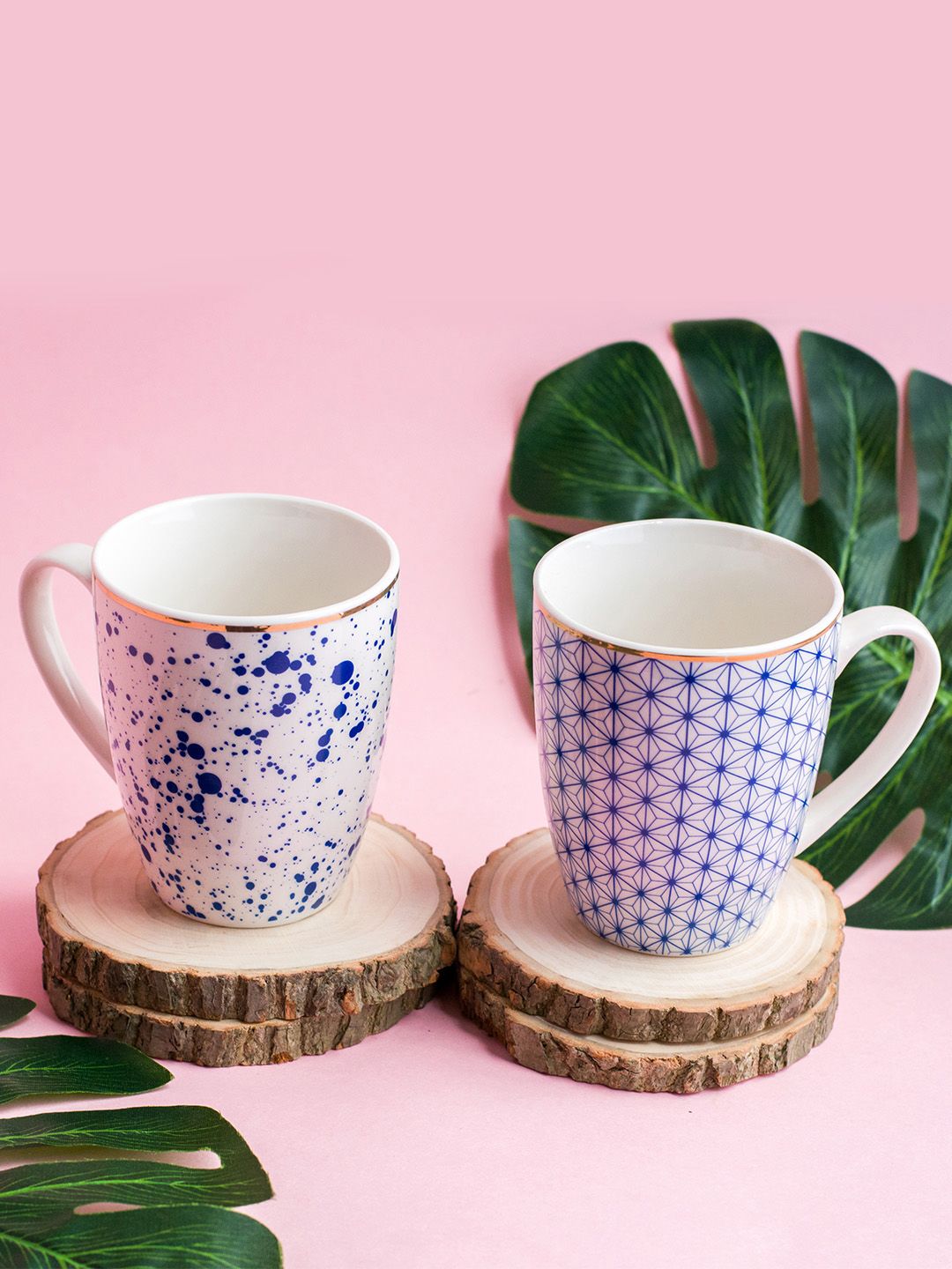 Art Street White Conversational Ceramic Microwave Safe 2 Piece Cups-350ml