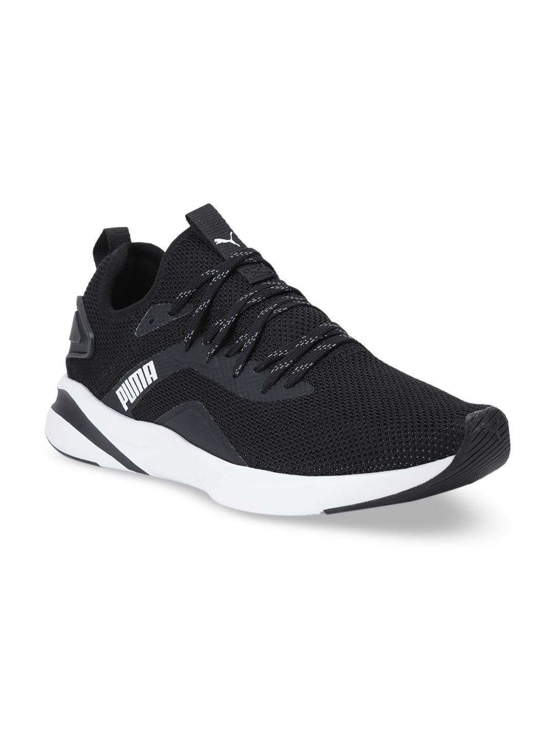 Puma Men Black & White Colourblocked Softride Rift Knit Running Shoes