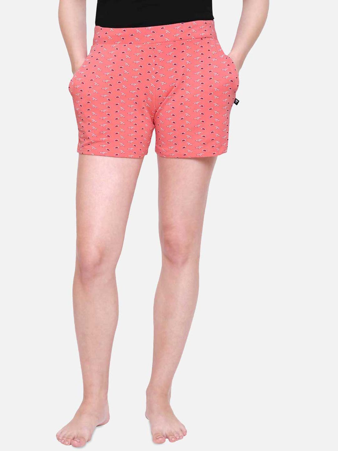 PROTEENS Women Peach-Coloured Printed Lounge Shorts Price in India