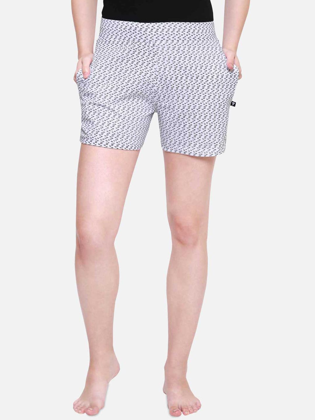 PROTEENS Women White & Black Printed Lounge Shorts Price in India
