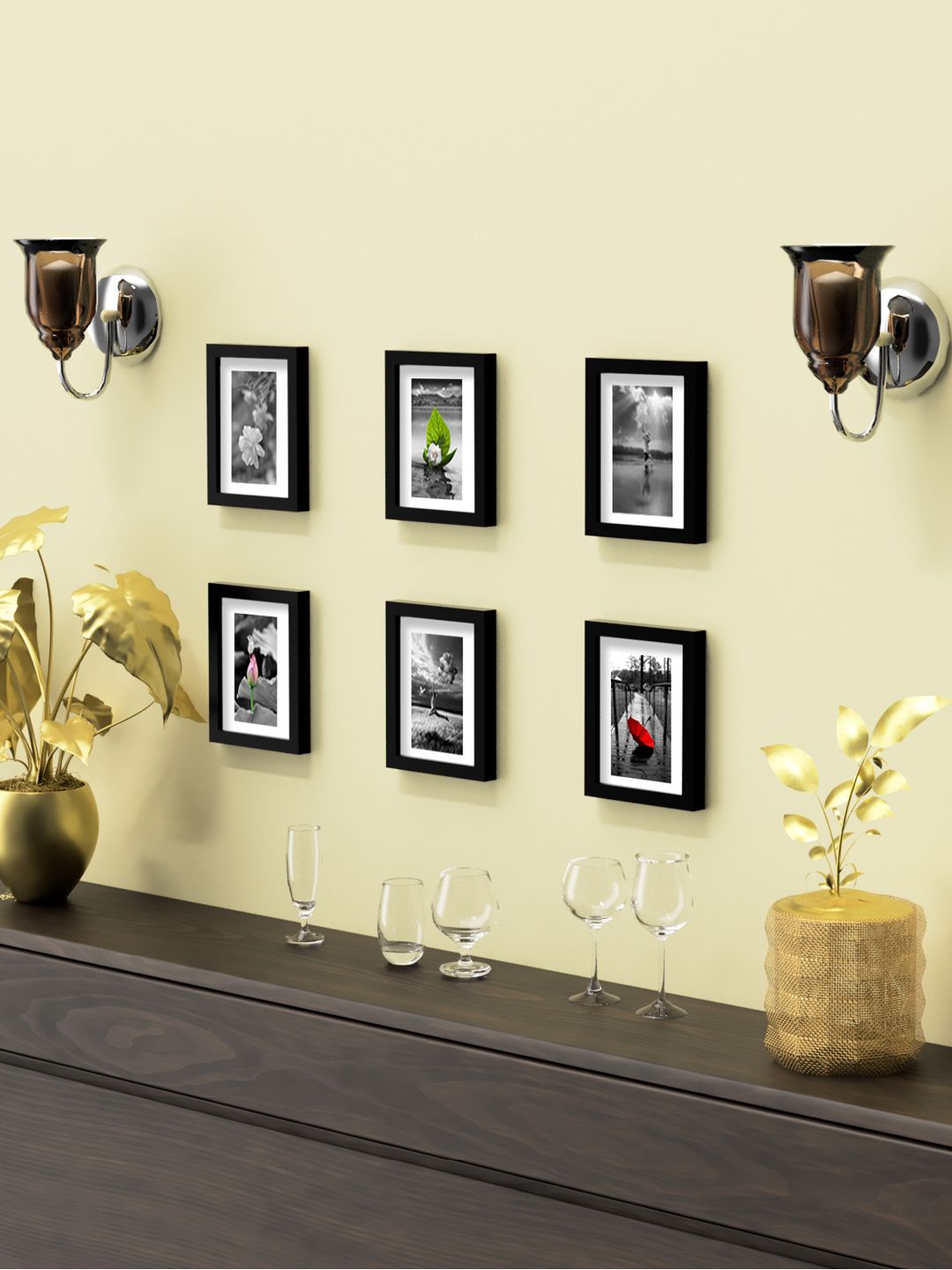 Aura Set Of 6 Black Solid Collage Photo Frames Price in India