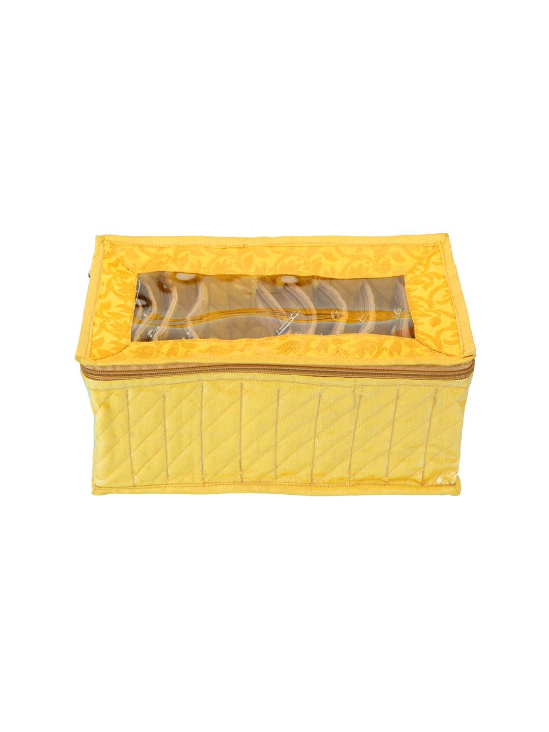Kuber Industries Yellow Solid Jewellery Organizer With 10 Pouches Price in India