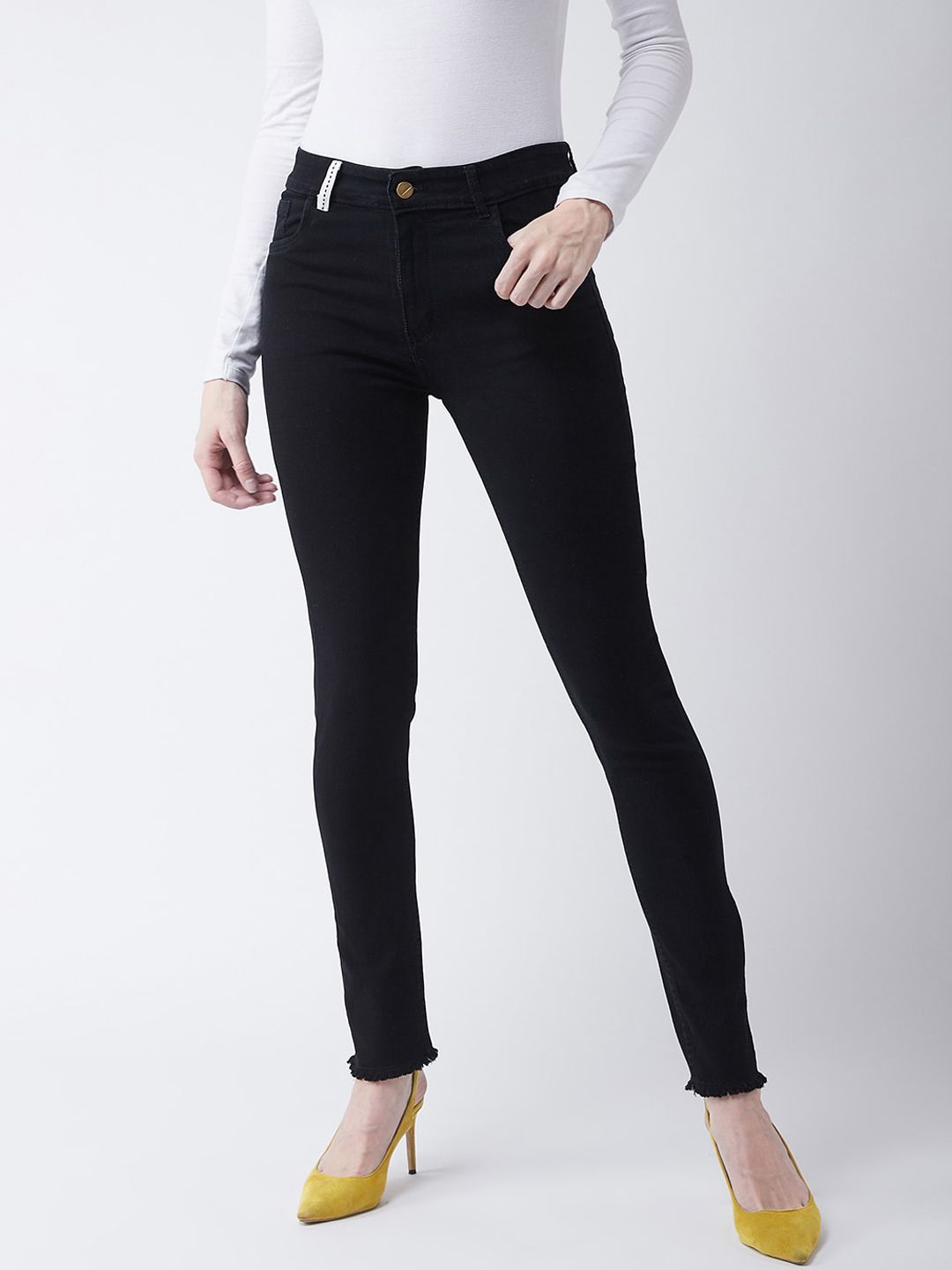 Miss Chase Women Black Slim Fit High-Rise Clean Look Jeans Price in India