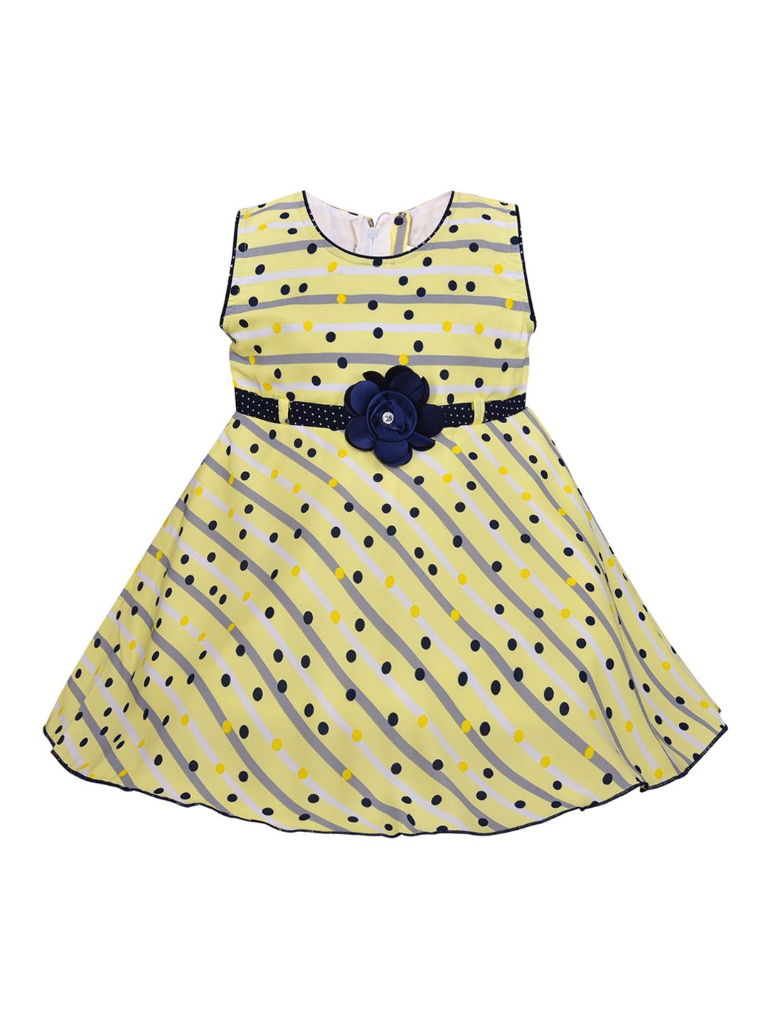 Wish Karo Girls Yellow Printed Fit and Flare Dress