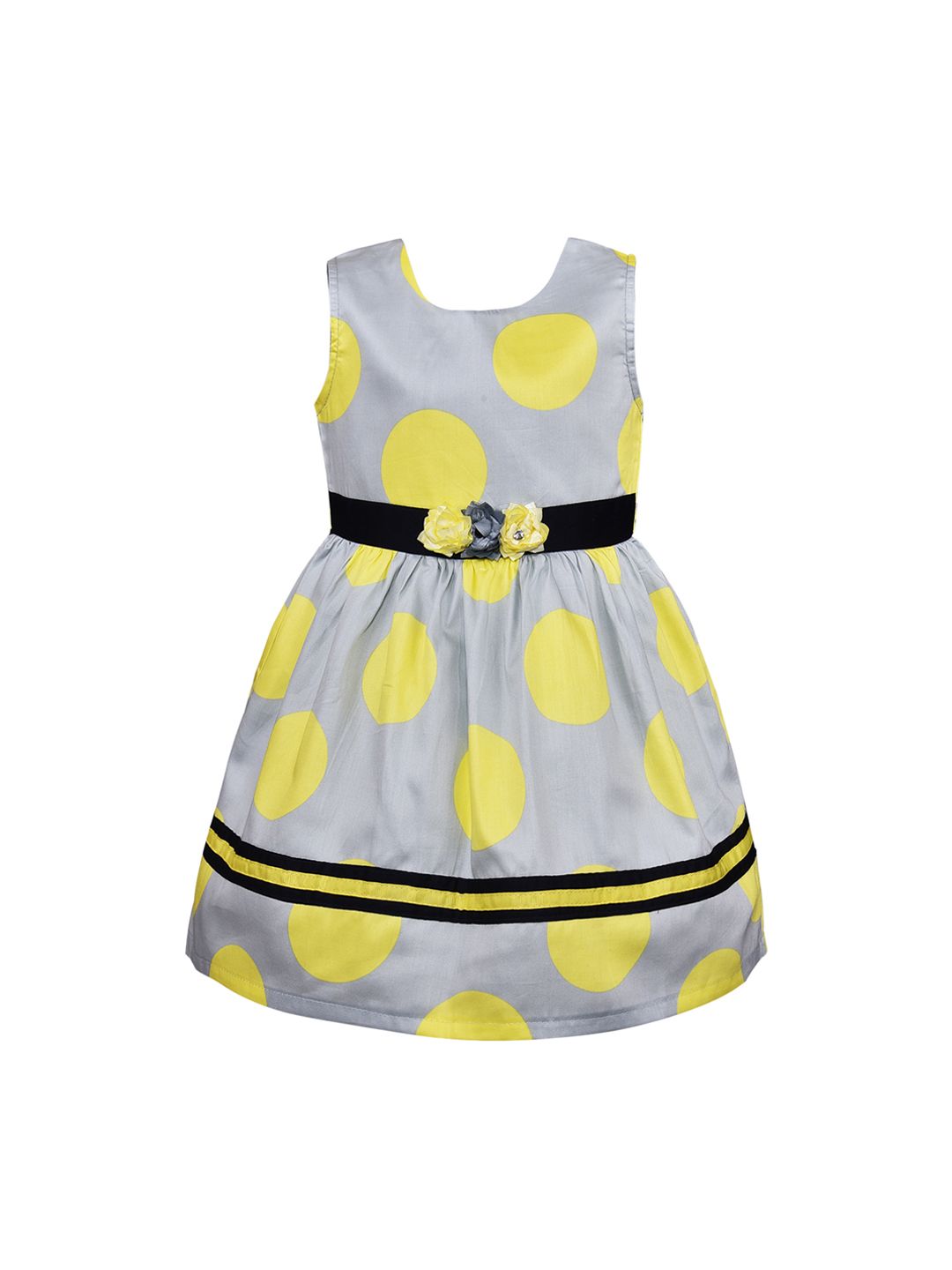 Wish Karo Girls Yellow Printed Fit and Flare Dress