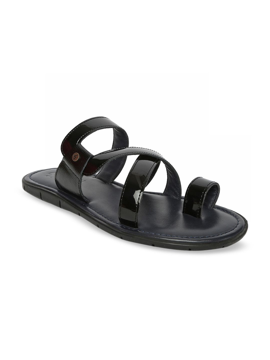 GABICCI Men Black  Solid Leather Comfort Sandals