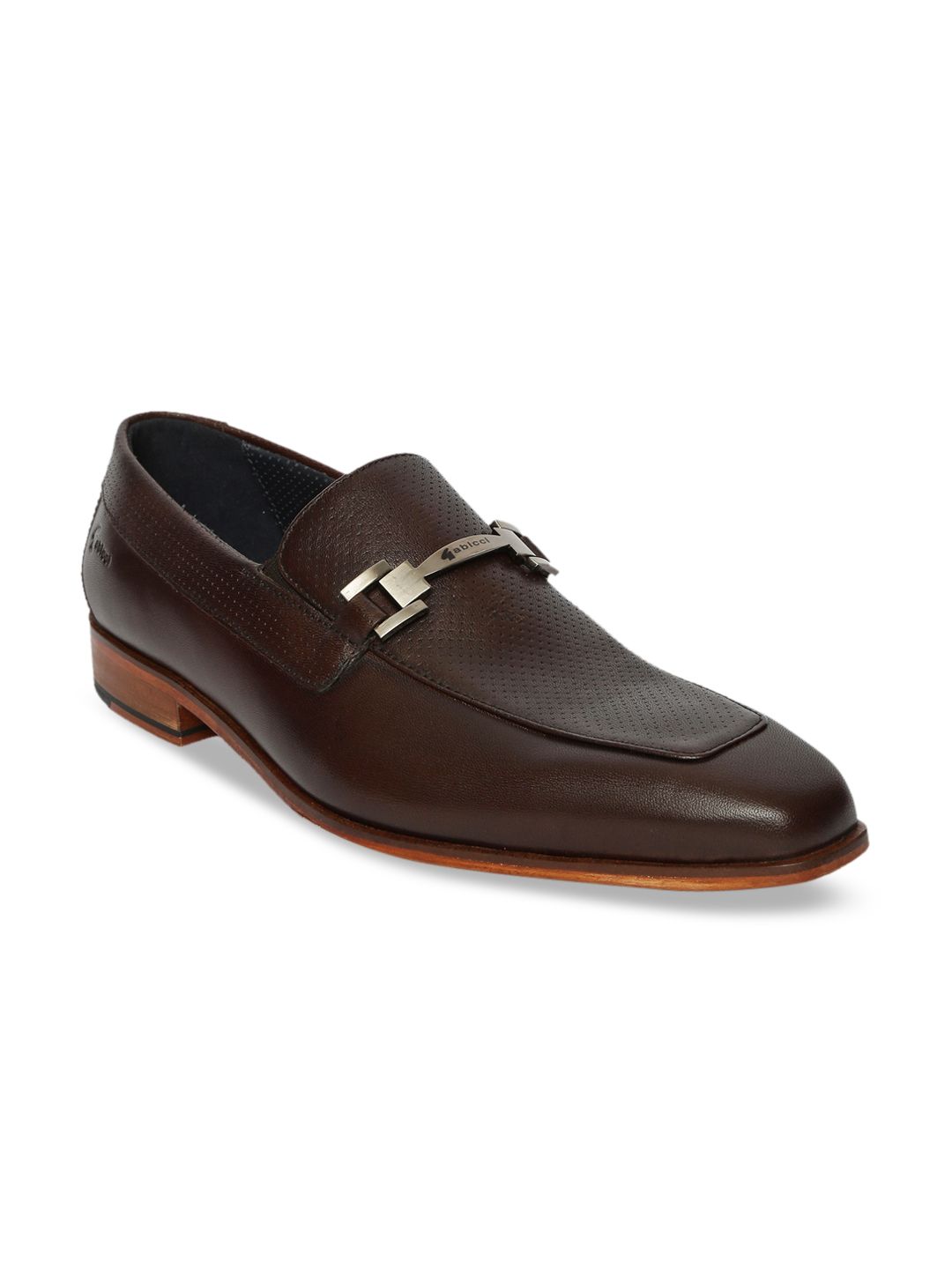 GABICCI Men Brown Solid Leather Formal Loafers