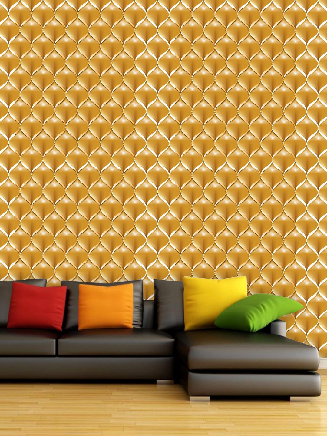 PAPER PLANE DESIGN Yellow Abstract Waterproof Vinyl Wallpaper Price in India