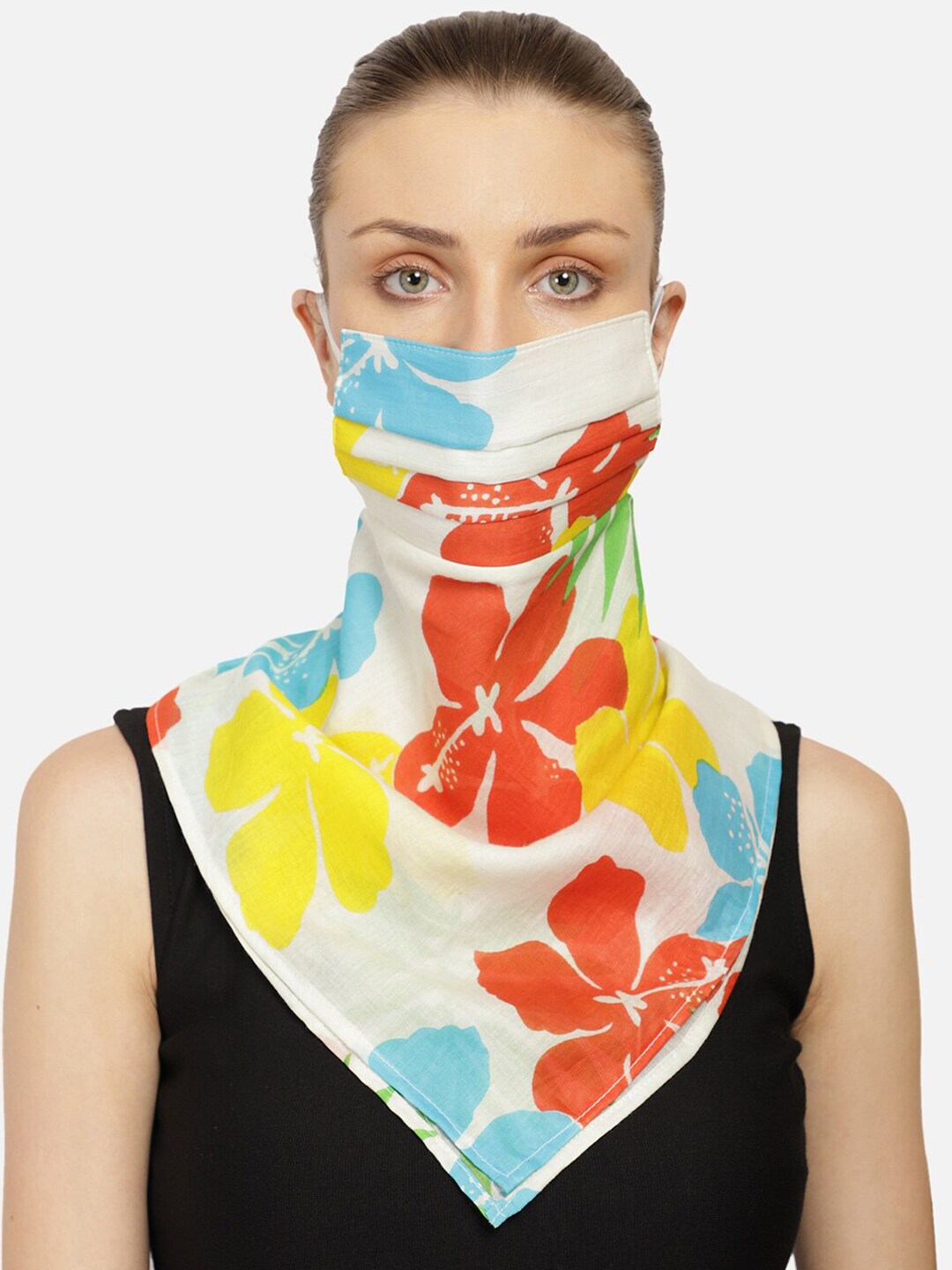 Anekaant Women Printed 3-Ply Reusable Scarf Style Fashion Mask Price in India
