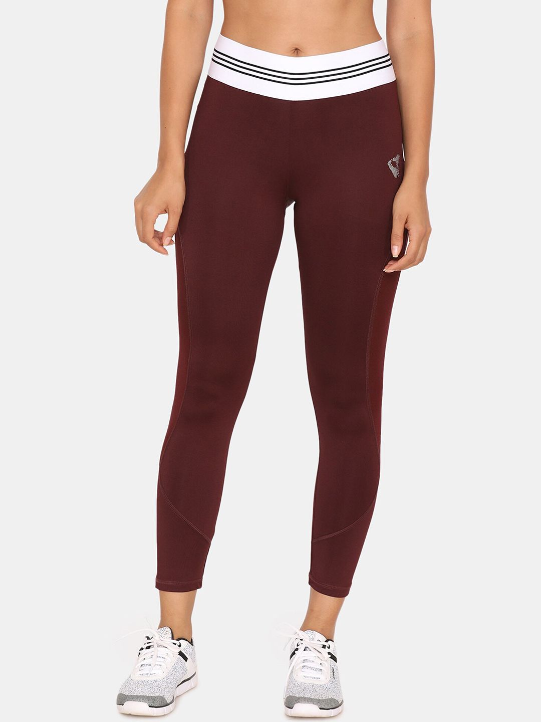 Zelocity by Zivame Women Burgundy Solid Tights Price in India