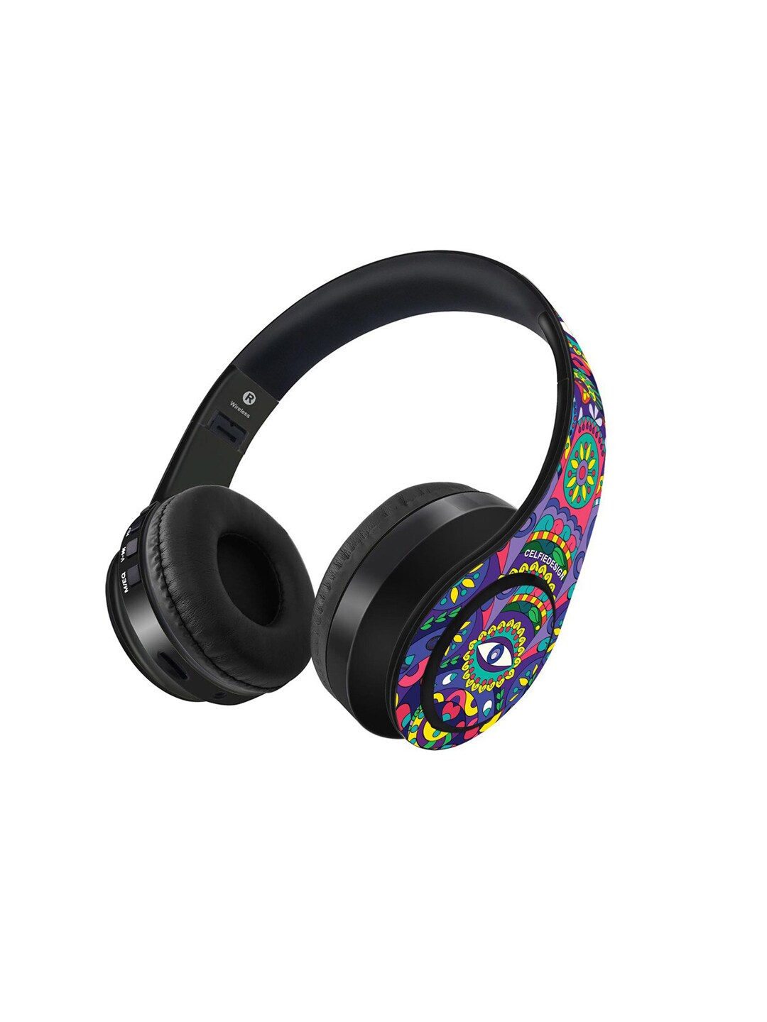 CelfieDesign Black Printed Humsa Bluetooth WirelessOnEarHeadphones9Hrs Battery&Mic Price in India
