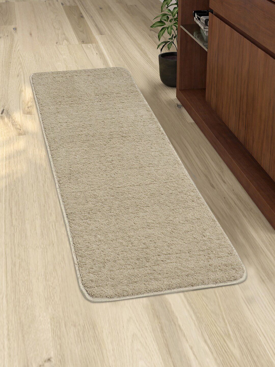 Saral Home Beige Solid Shaggy Anti-Skid Floor Runner Price in India