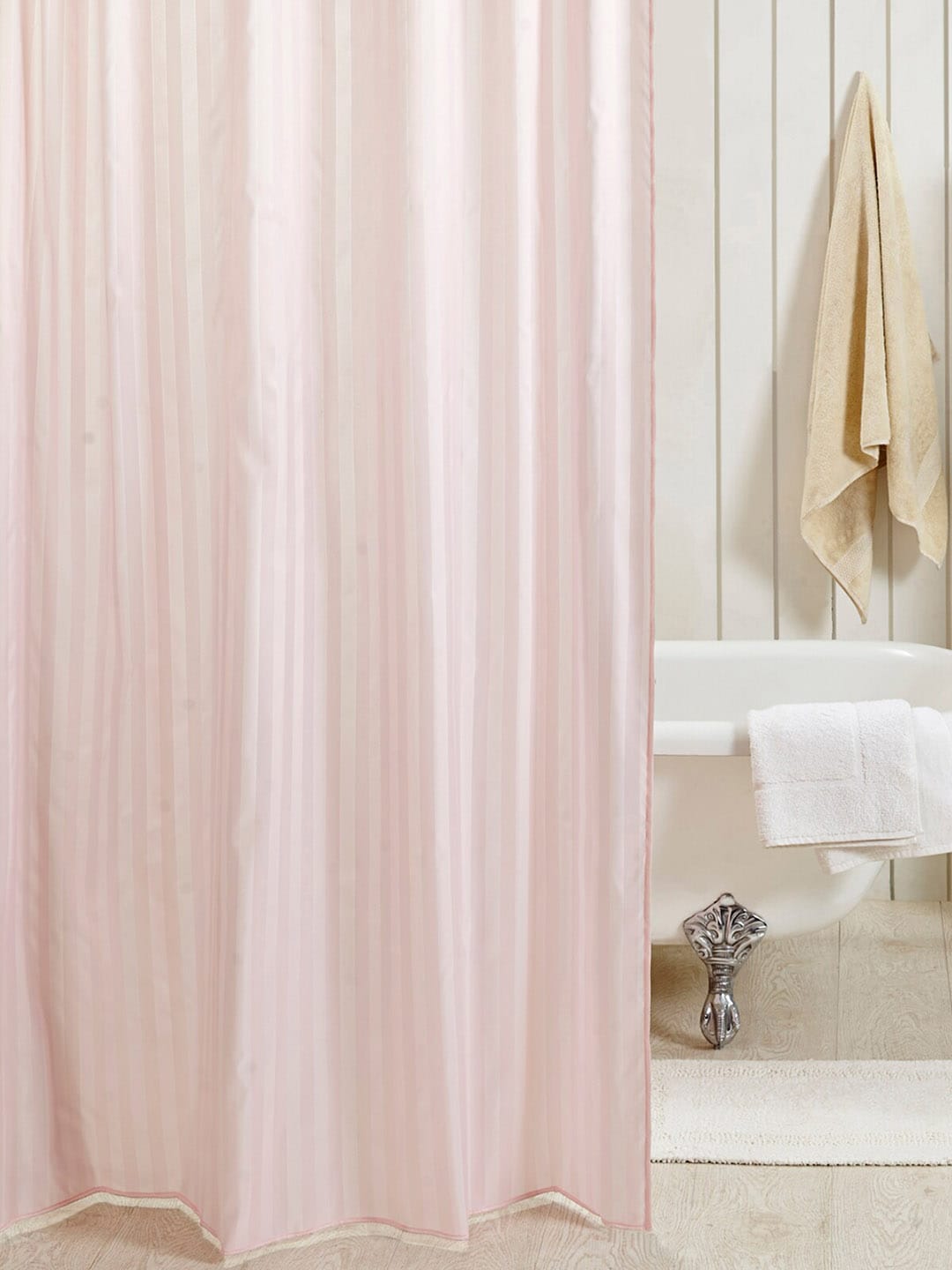 OBSESSIONS Pink Solid Hilton Shower Curtain Price in India