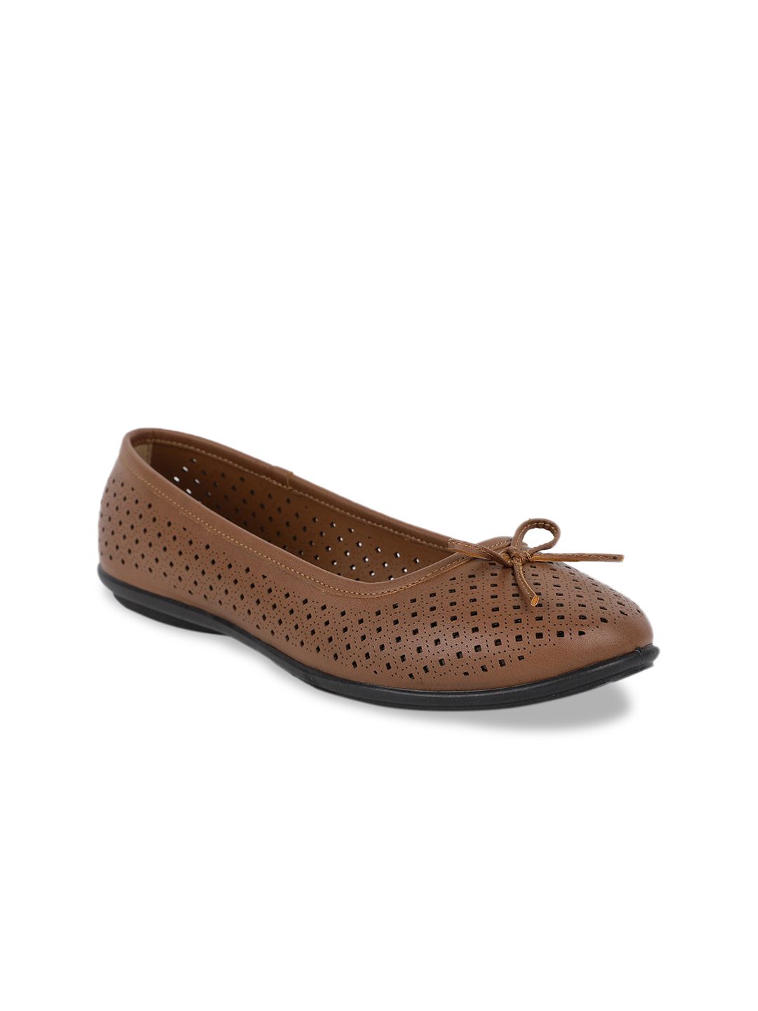 Bata Women Brown Textured PU Ballerinas