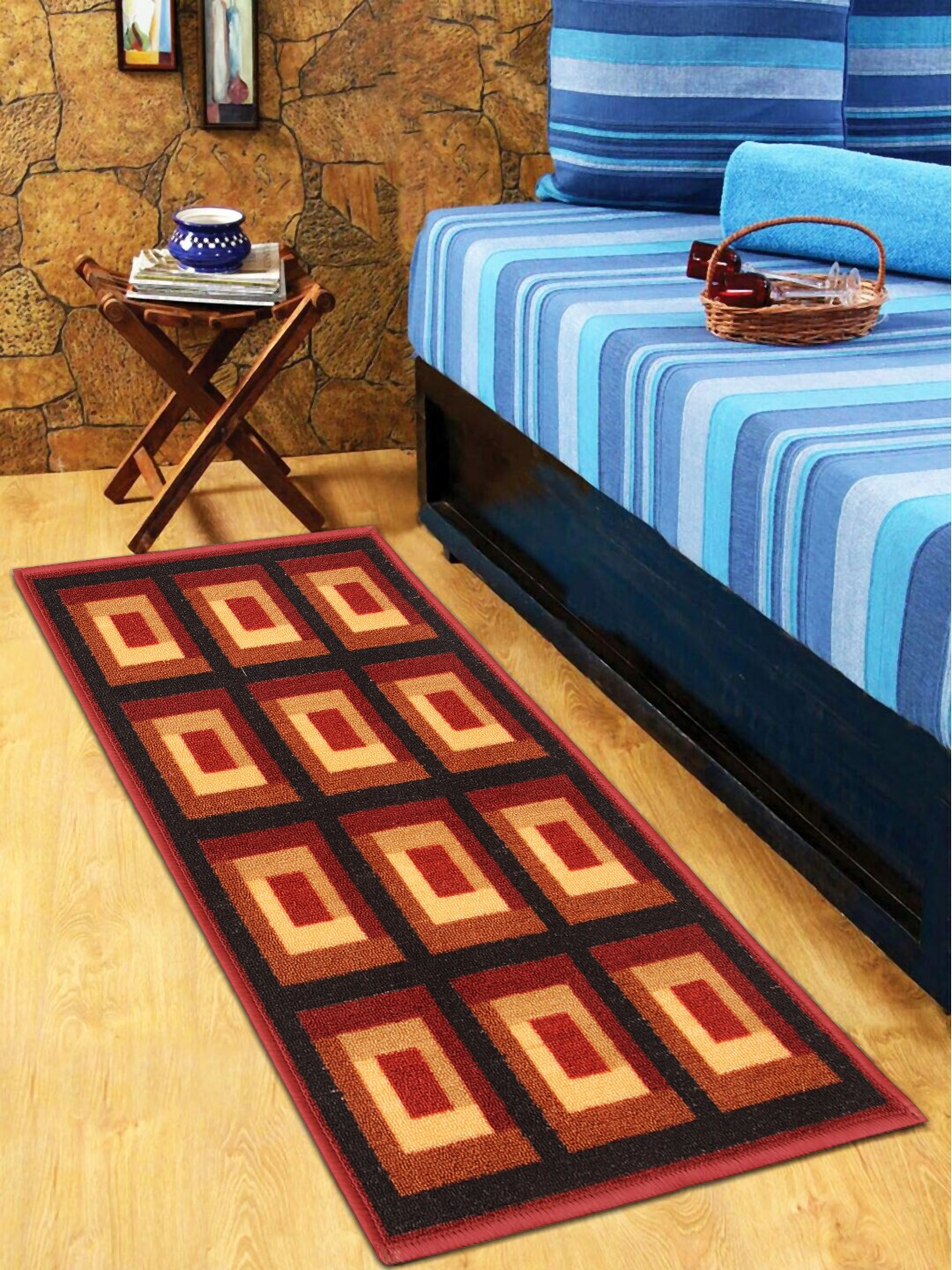 Kuber Industries Multicolored Checked Design Bed Runner Mat Price in India