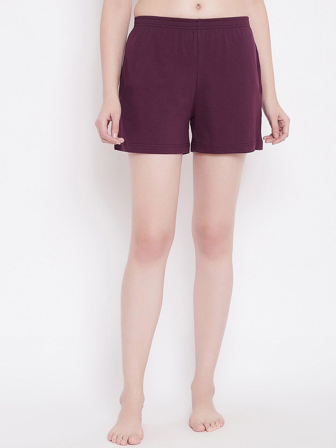 Clovia Women Purple Solid Lounge Shorts Price in India