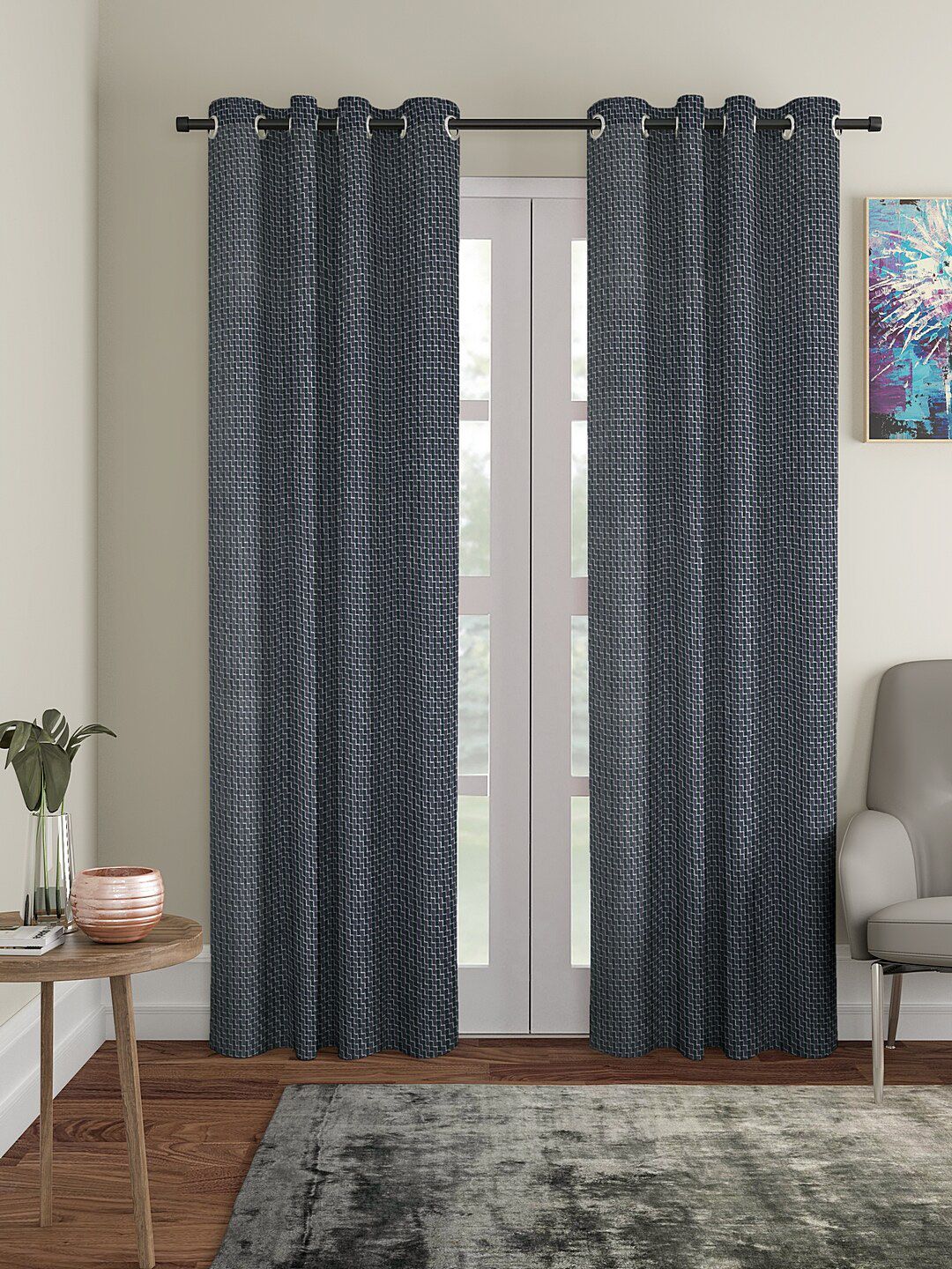 KLOTTHE Blue Set of 2 Door Curtains Price in India